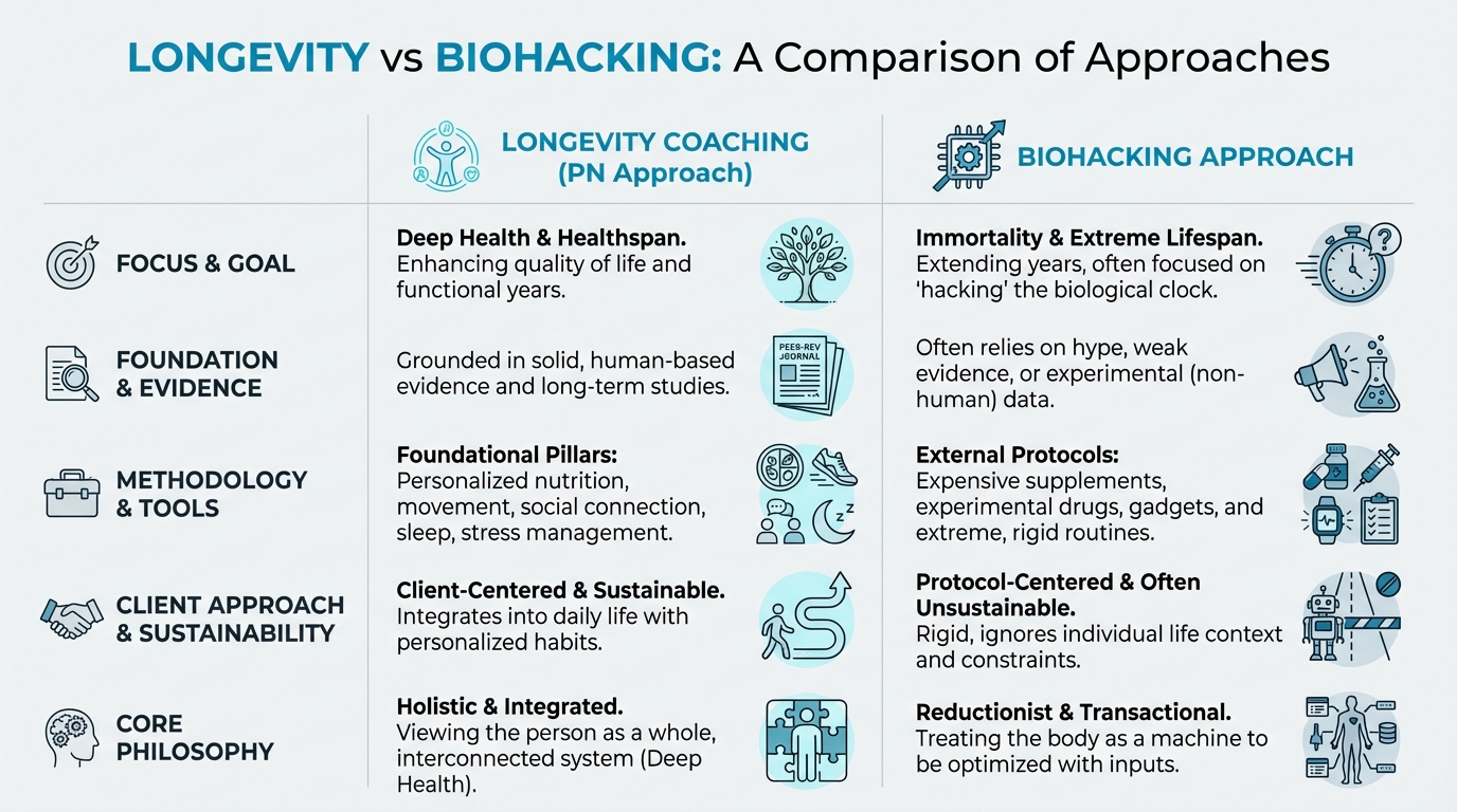 Longevity vs Biohacking Comparison